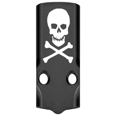 NDZ Performance MOS Optic Cover Plate for Glock 43X & 48  Black Anodized Aluminum, Skull Crossbones 3  Made in USA