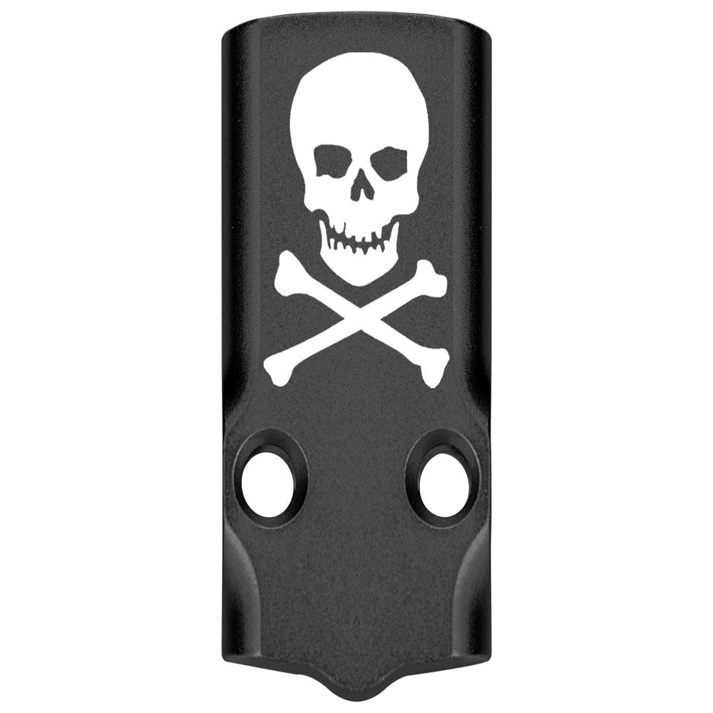 NDZ Performance MOS Optic Cover Plate for Glock 43X & 48  Black Anodized Aluminum, Skull Crossbones 3  Made in USA