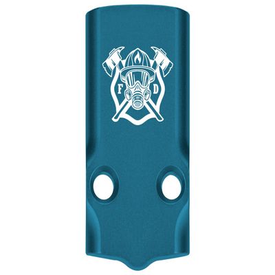 NDZ Performance MOS Optic Cover Plate for Glock 43X & 48  Blue Anodized Aluminum, Fire Department Axe Mask  Made in USA