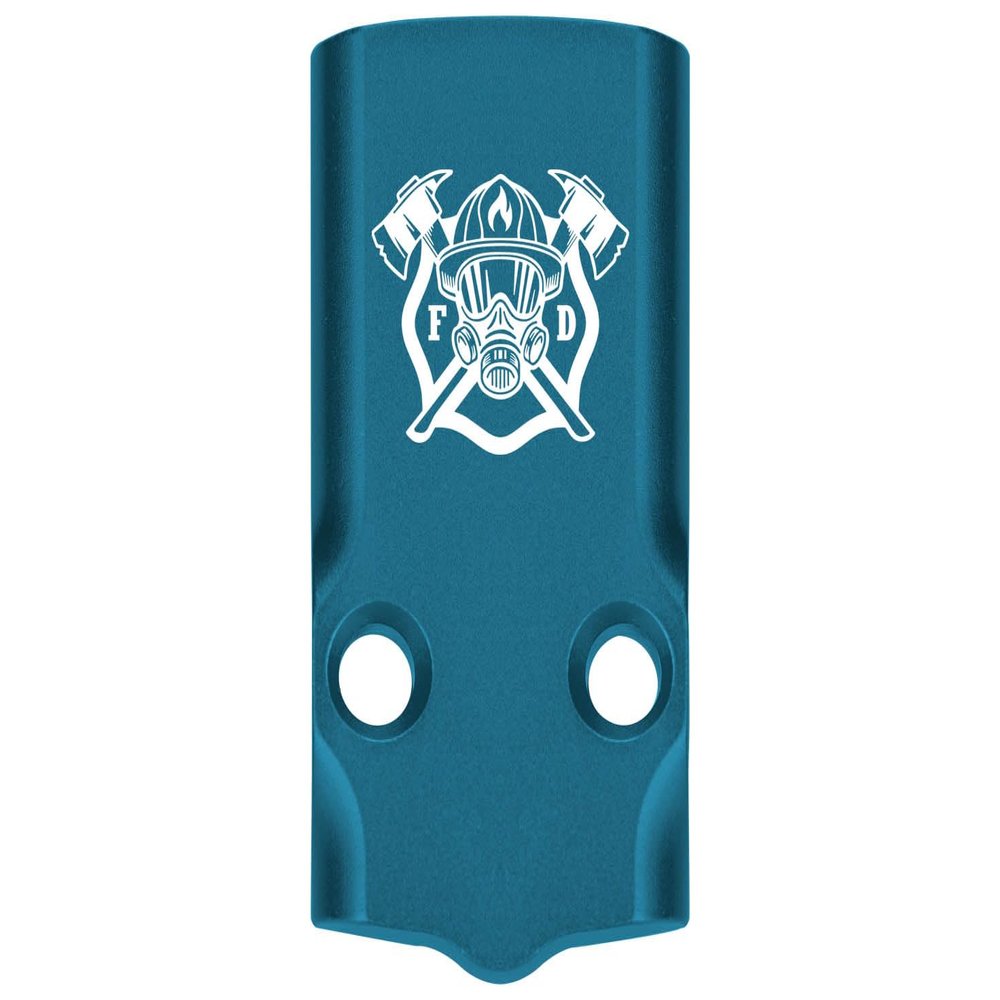 NDZ Performance MOS Optic Cover Plate for Glock 43X & 48  Blue Anodized Aluminum, Fire Department Axe Mask  Made in USA