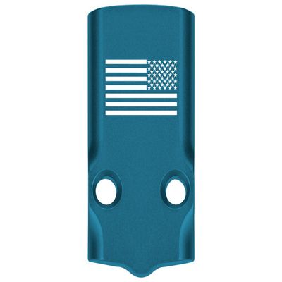 NDZ Performance MOS Optic Cover Plate for Glock 43X & 48  Blue Anodized Aluminum, US Battle Flag  Made in USA