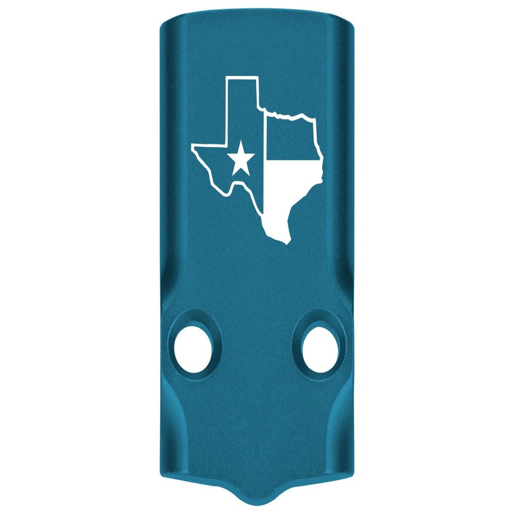 NDZ Performance MOS Optic Cover Plate for Glock 43X & 48  Blue Anodized Aluminum, Texas State Outline Flag  Made in USA