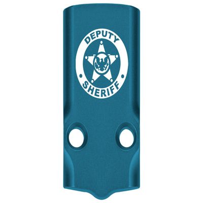 NDZ Performance MOS Optic Cover Plate for Glock 43X & 48  Blue Anodized Aluminum, Deputy Sheriff Eagle Logo  Made in USA