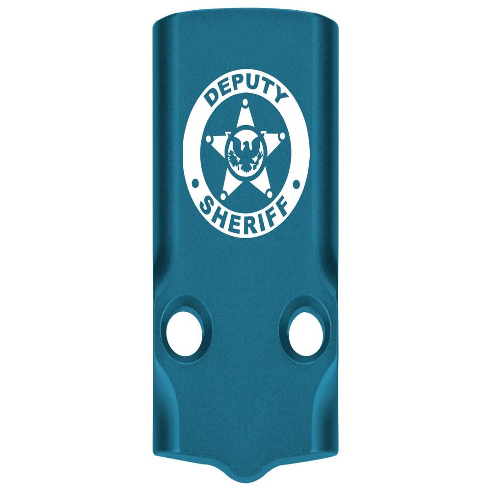 NDZ Performance MOS Optic Cover Plate for Glock 43X & 48  Blue Anodized Aluminum, Deputy Sheriff Eagle Logo  Made in USA