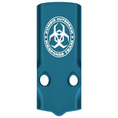 NDZ Performance MOS Optic Cover Plate for Glock 43X & 48  Blue Anodized Aluminum, Zombie Response Team Angular Biohazard  Made in USA