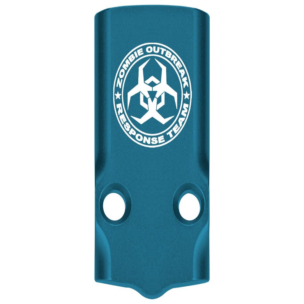 NDZ Performance MOS Optic Cover Plate for Glock 43X & 48  Blue Anodized Aluminum, Zombie Response Team Angular Biohazard  Made in USA