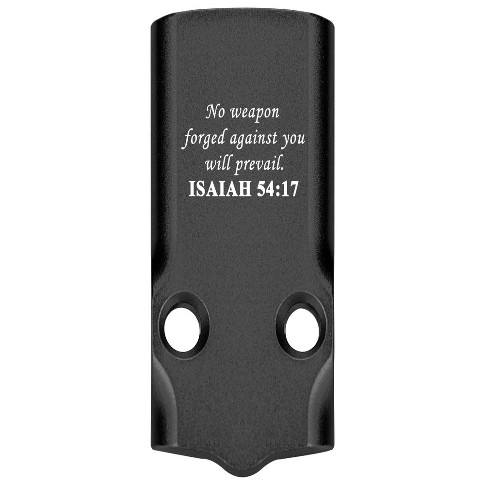 NDZ Performance MOS Optic Cover Plate for Glock 43X & 48  Black Anodized Aluminum, Bible Isaiah 54:17  Made in USA