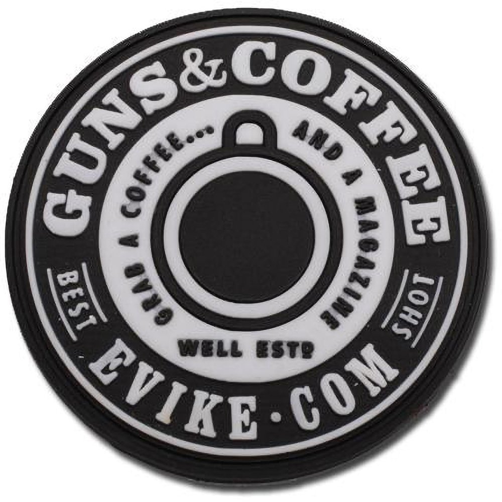 Evike - Guns & Coffee Brand PVC Hook & Loop Patch (Color: Black/Gray)