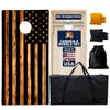 Cornhole365 Rustic Burned American Flag Cornhole Board Set - Includes Solid Wood Cornhole Board, 8 All-Weather Cornhole Bags, Portable Carrying Case & String Tote Bag Outdoor Game Bundle view 1