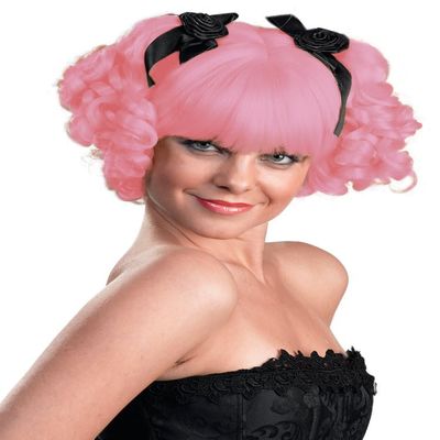 Ringlet Curly Pigtails color Pink - Bo Peep Wig Curls Anime Sims Goth Fairytale Ribbons Hair Womens Cosplay Peluca Bundle MaxWigs Costume Wig Care Guide