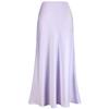 OBEEII Satin Skirts for Women High Waist Ruffle Mermaid Hem Silk Satin Maxi Skirt Cocktail Party Wedding Long Skirts Lavender S view 3