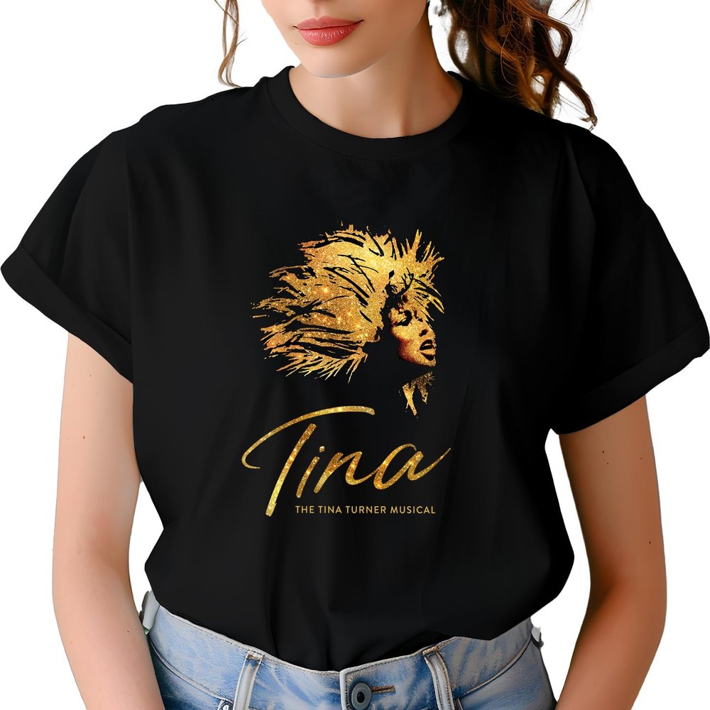 Tina Turner T-Shirt, Simply The Best Tina Memorial Tee, Turner Musical Fan Souvenir Shirt, Queen of Rock 'n' Roll Gift Tee, Golden Glitter Tina Tribute Concert Graphic Shirt
