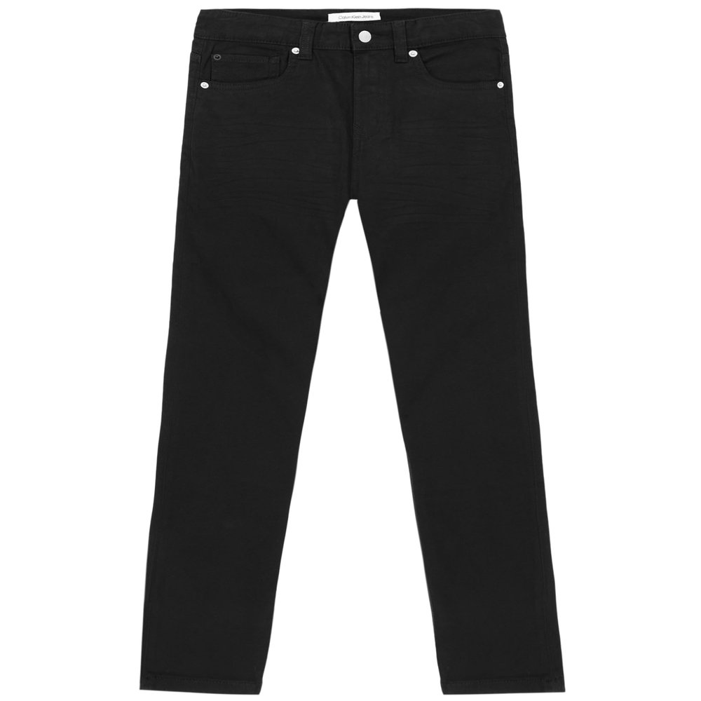 Calvin Klein Boys' Slim Fit Straight Leg Stretch Twill Pants, 5-Pocket Style, Zipper Fly & Button Closure, Black, 10