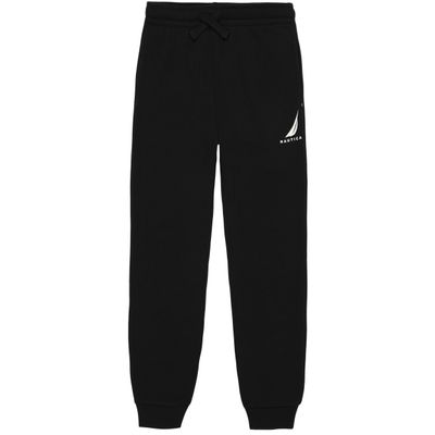 Nautica Boys' Pull-On Fleece Jogger Sweatpant, Drawstring Closure, J-Class True Black, 18-20