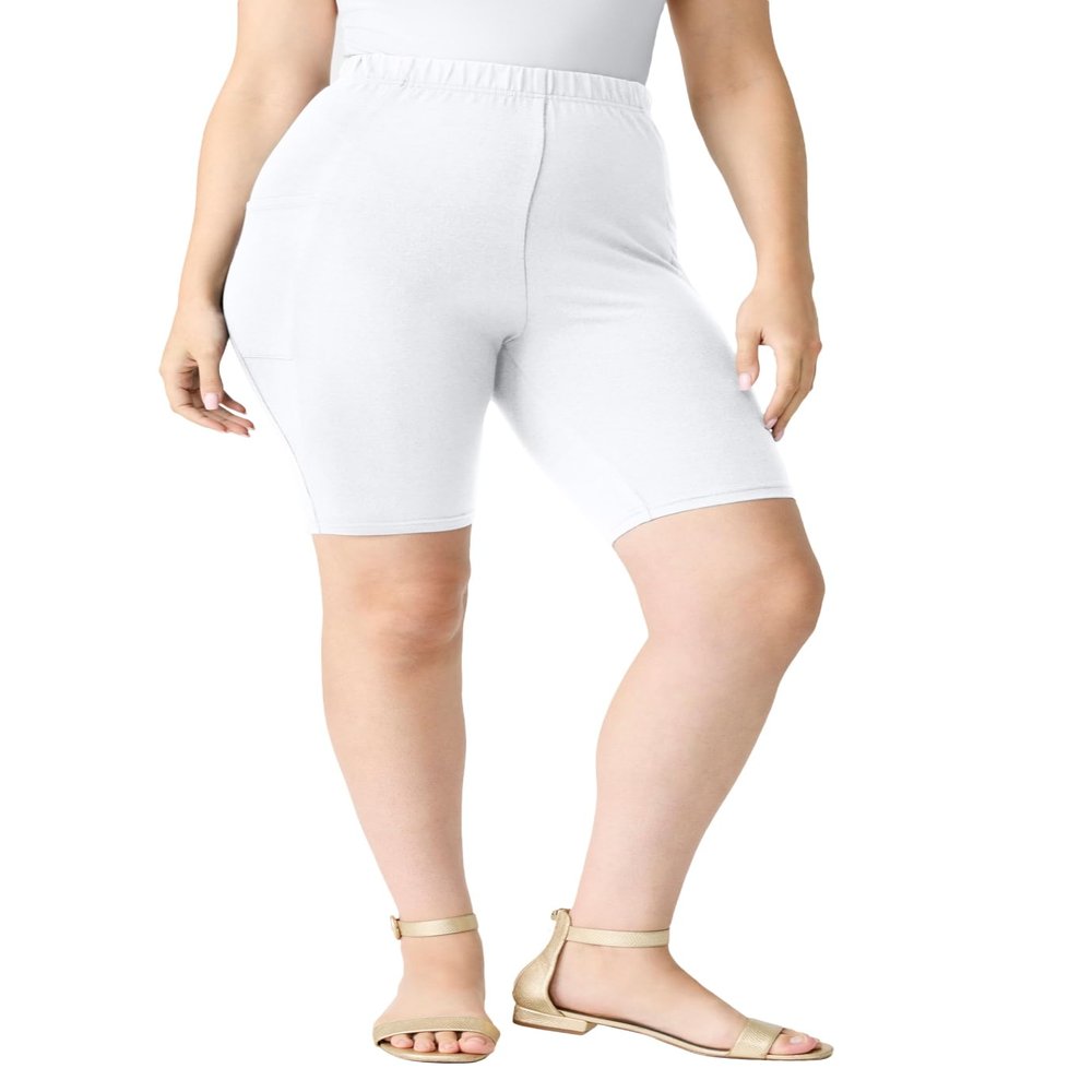 Roaman's Women's Plus Size Side-Pocket Bike Short - 34/36, White