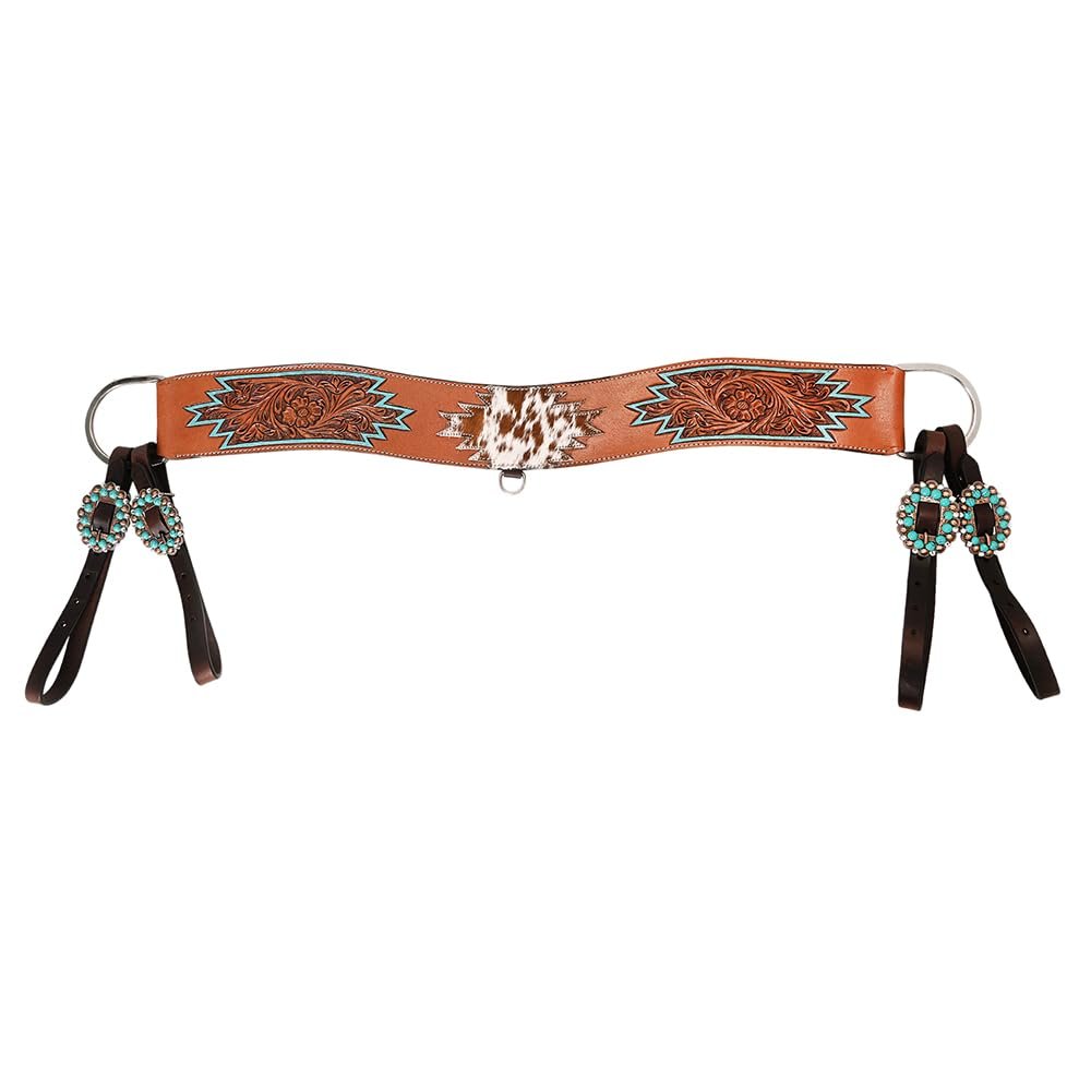 Comfytack Western Genuine Leather Horse Tripping Breast Collar Tack Brown Floral Carve