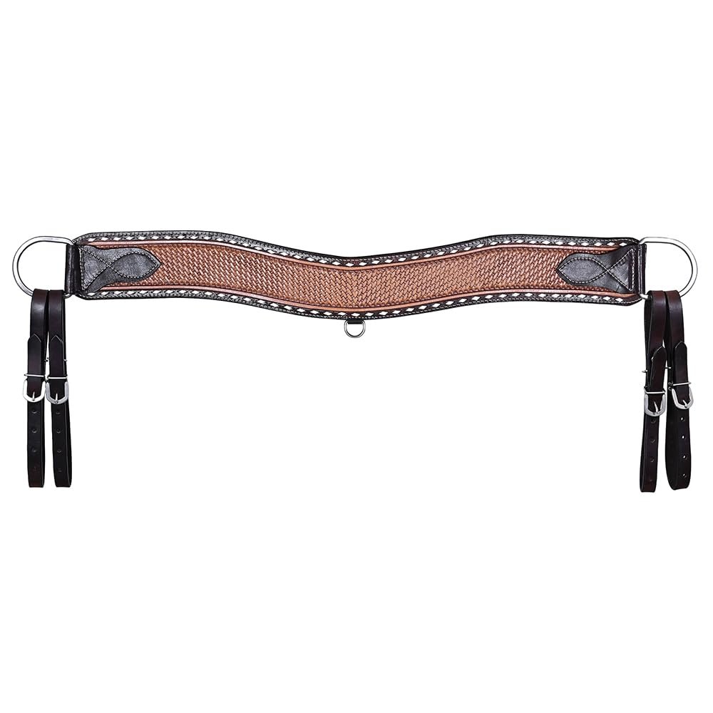 Comfytack Western Leather Horse Tripping Breast Collar Brown Basket Weave