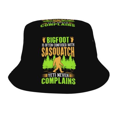 Bigfoot is Often Confused with Sasquatch Yeti Never Complains Bucket Hat for Women Men Bucket Hats Summer Sun Hats Beach Travel Fishing Golf Cap Black