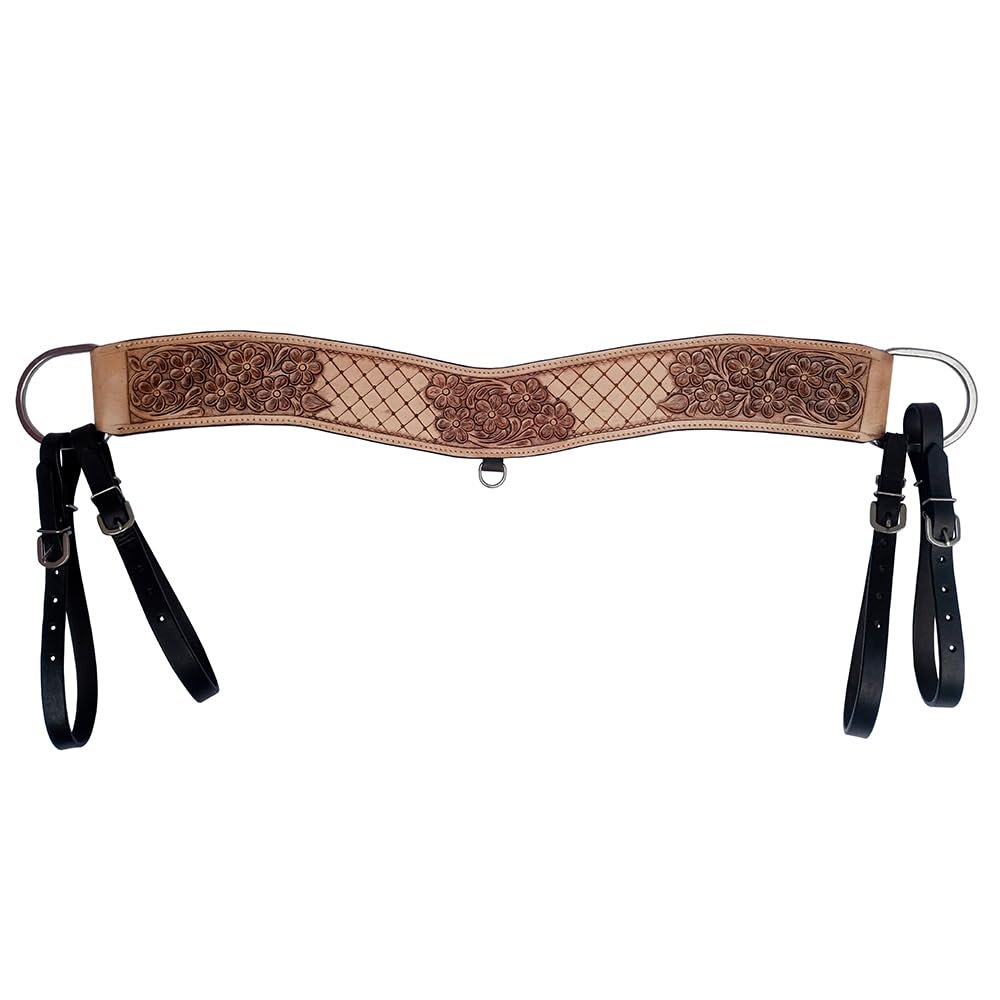 Comfytack Western Genuine Leather Horse Tripping Breast Collar Tack Brown Floral Carve