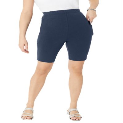 Roaman's Women's Plus Size Side-Pocket Bike Short - 18/20, Navy