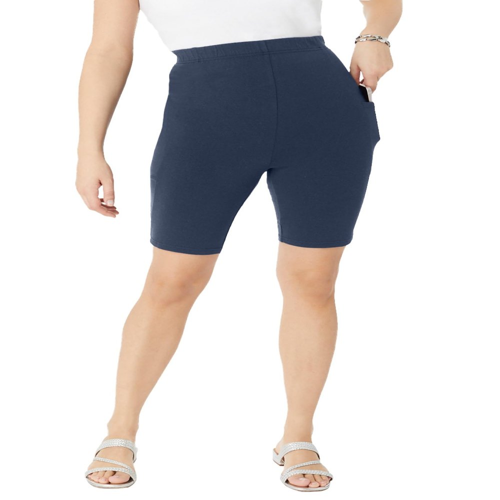 Roaman's Women's Plus Size Side-Pocket Bike Short - 18/20, Navy