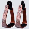 HILASON Engraved Western Angled Show Stirrups Barrel Racing Slanted Stirrups Wide Rubber Grip view 2