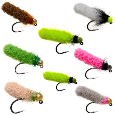 12 Guide Recommended Tungsten Beadhead Mop Flies Assortment | Mop Jig Tungsten Bead and Barbed Hooks | Fly Fishing Flies for Trout Size #10, #12, #14
