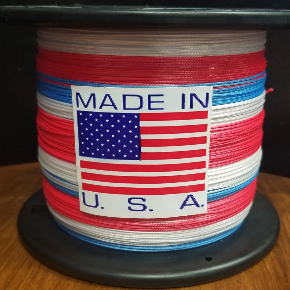 JB Line One Hollow Spliceable Braided Line 130LB (Red/White/Blue (Patriot), 600 Yards)