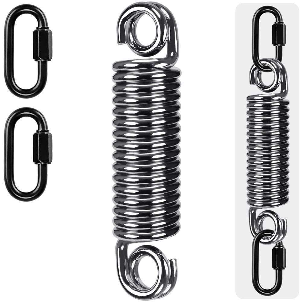 SELEWARE Heavy Duty Chrome-Plated Steel Spring for Punching Bags - 300 lbs Capacity with Secure Closed-Loop Design for Boxing, MMA, and More, Smooth & Safe Suspension, Includes 2 Buckles