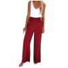 Linen Pants Women Summer Petite Length Cotton Linen Pants Elastic Waist Lightweight Casual Pants Slim Fit Yoga Beach Pants with Pockets Khaki X-Large view 1