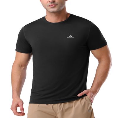 Pioneer Camp Men's Workout Gym Shirts Moisture Wicking Athletic Performance T-Shirts Quick Dry Running Active Top Tees Black