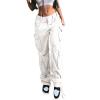GOKKILRW Women Pants High Waisted Cargo Pants Combat Military Trousers Wide Leg Casual Pants Baggy Parachute Pants Y2K Streetwear Combat Military Trousers White view 1
