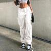 GOKKILRW Women Pants High Waisted Cargo Pants Combat Military Trousers Wide Leg Casual Pants Baggy Parachute Pants Y2K Streetwear Combat Military Trousers White view 2