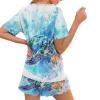 Xhuibop Lotus Sea Turtle Pajamas Sets for Plus Size Women Small Short Sleeve Shirts and Pants 2 Piece Sleepwear Soft Lounge Set with Pockets Ladies Nightwear Outfits view 2