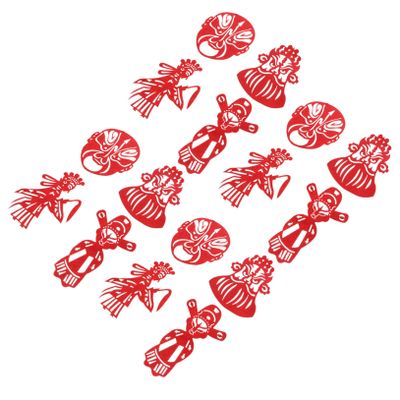GRIRIW 16pcs Chinese Style Paper-cuts for Boys and Girls Handmade Cloth Window Decorations Traditional Craft for Spring Festival Cultural Activities Red Peking Face Patterns