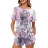 Xhuibop Wolf Family Pajamas Sets for Plus Size Women XL Short Sleeve Shirts and Pants 2 Piece Sleepwear Soft Lounge Set with Pockets Ladies Nightwear Outfits view 1