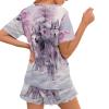 Xhuibop Wolf Family Pajamas Sets for Plus Size Women XL Short Sleeve Shirts and Pants 2 Piece Sleepwear Soft Lounge Set with Pockets Ladies Nightwear Outfits view 2