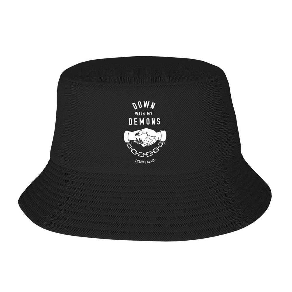 Gdiebdid Down with My Demons Woman Man's Unisex Fisherman's Hat Bucket Hat Black