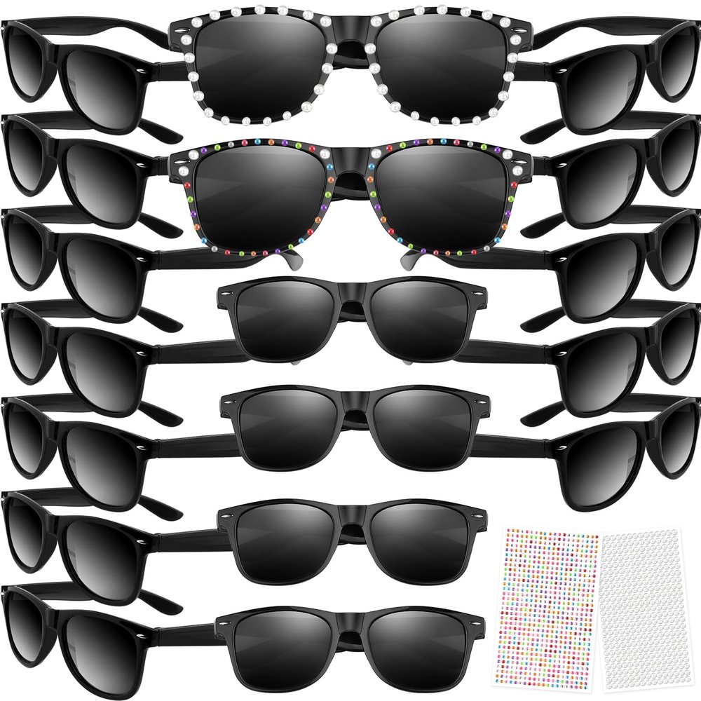 MEEZY 20 Pack Black Sunglasses Bulk, Kids Sunglasses Party Favors for Boys Girls with UV400 Protection Birthday Summer Beach Pool Party Supplies Goody Bag Fillers - Black