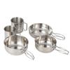 GOOHOCHY Stainless Steel Camping Pan Set Folding Dinnerware Bowl Cup Frying Pan for Rv Hiking BBQ Outdoor Activities