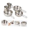 GOOHOCHY Stainless Steel Camping Pan Set Folding Dinnerware Bowl Cup Frying Pan for Rv Hiking BBQ Outdoor Activities view 2
