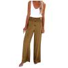 Linen Pants Women Petite High Waist Women's High Waisted Wide Leg Palazzo Pants Flowy Cotton Linen Pleated Tiered Summer Beach Trousers White Large view 1