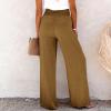 Linen Pants Women Petite High Waist Women's High Waisted Wide Leg Palazzo Pants Flowy Cotton Linen Pleated Tiered Summer Beach Trousers White Large view 4