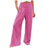 Linen Pants Women Petite Summer Cotton Linen Cropped Wide Leg Pants Capris Women Ladies Casual Loose Palazzo Pant Work Elastic Pocket Khaki X-Large view 4