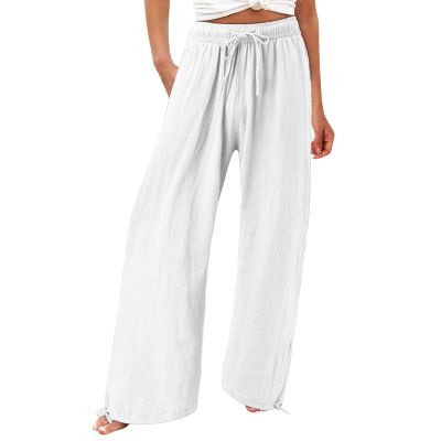 Womens Cargo Pants Mid Rise Dressy Women Casual Wide Leg Pants High Waisted Business Work Casual Pants Loose Flowy Beach Palazzo Pants White 3X-Large