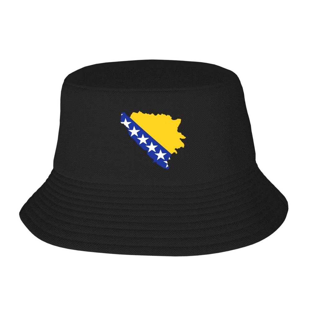 Gdiebdid Bosnian Map Flag Womans Mens Unisex Fisherman's Hat Sun Hat Black