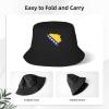 Gdiebdid Bosnian Map Flag Womans Mens Unisex Fisherman's Hat Sun Hat Black view 3