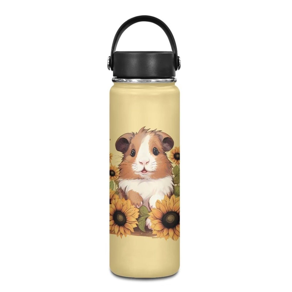 Flashideas Cute Hamster Insulated Water Bottle 18oz Stainless Steel Double-Walled Thermos For Cold Drinks For Hot Beverages Vacuum Insulated Reusable Bottle