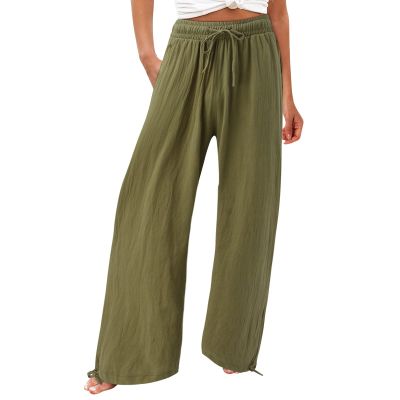 Cute Womens Trendy Cargo Pants Women High Waisted Cargo Pants Wide Leg Casual Linen Pants Summer Baggy Stretchy 6 Pockets Y2K Trousers Khaki X-Large