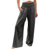 Black Linen Pants Women Straight Leg Women Linen Palazzo Pants Summer Boho Wide Leg High Waist Pant Casual Lounge Trousers with Pocket White 3X-Large view 4